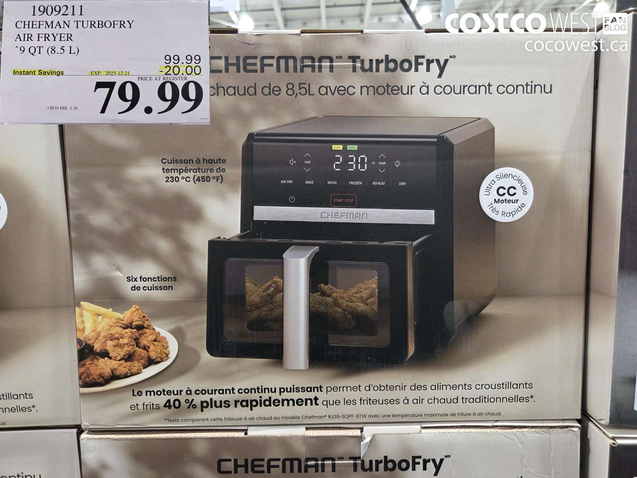 1909211 CHEFMAN TURBOFRY AIR FRYER 9QT (8.5 L) ($20.00 INSTANT SAVINGS EXPIRES ON 2025-12-21) $79.99