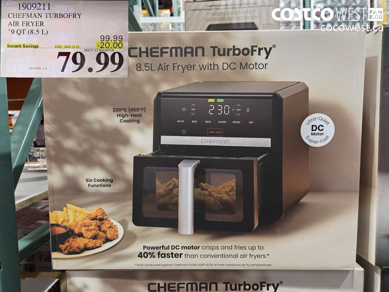 1909211 CHEFMAN TURBOFRY AIR FRYER 9QT (8.5 L) ($20.00 INSTANT SAVINGS EXPIRES ON 2025-12-21) $79.99