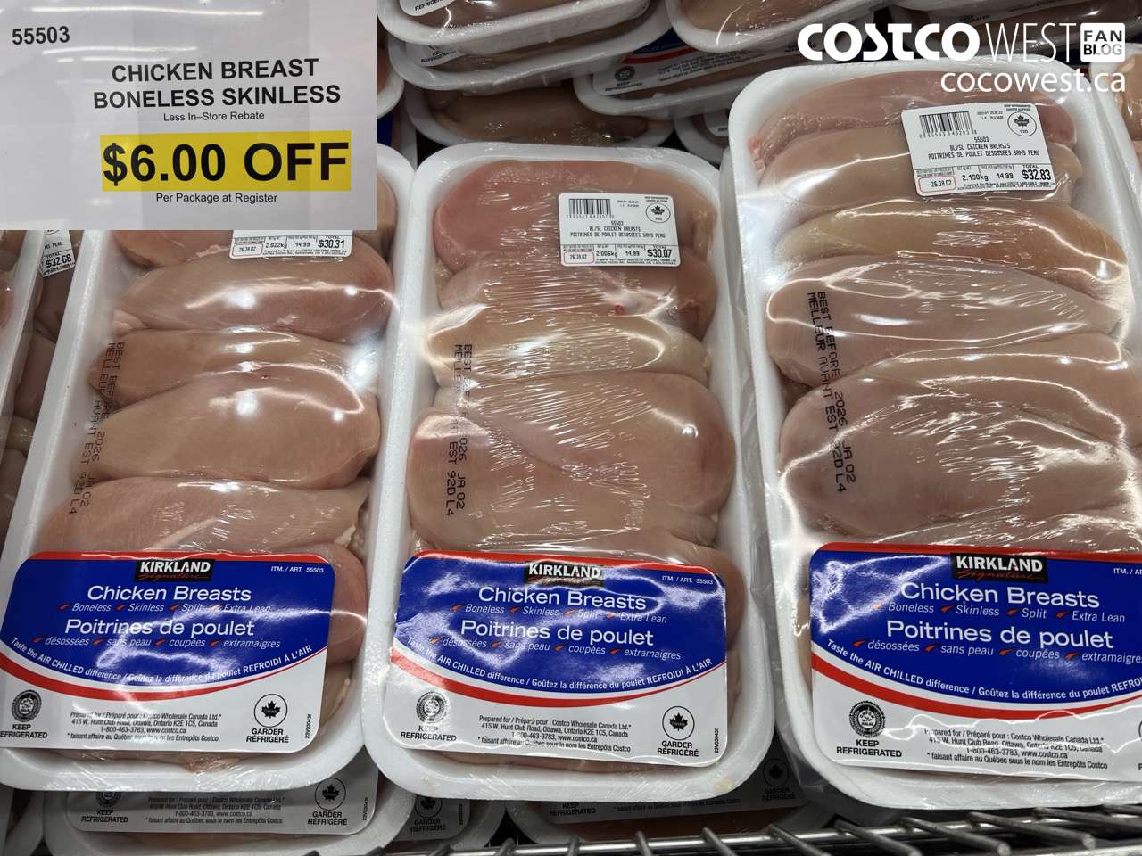 55503 CHICKEN BREAST BONELESS SKINLESS ($6.00 INSTANT SAVINGS)