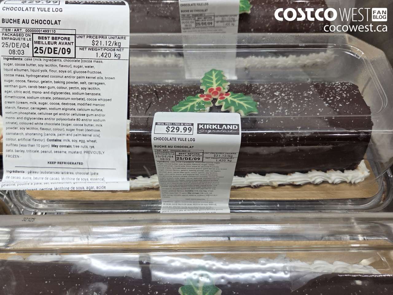 1493110 CHOCOLATE YULE LOG $29.99