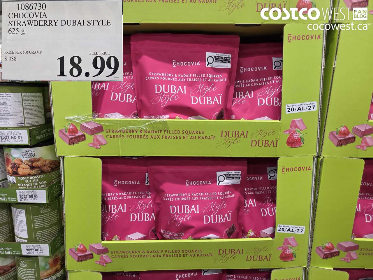 1086730 CHOCOVIA STRAWBERRY DUBAI STYLE 625G $18.99