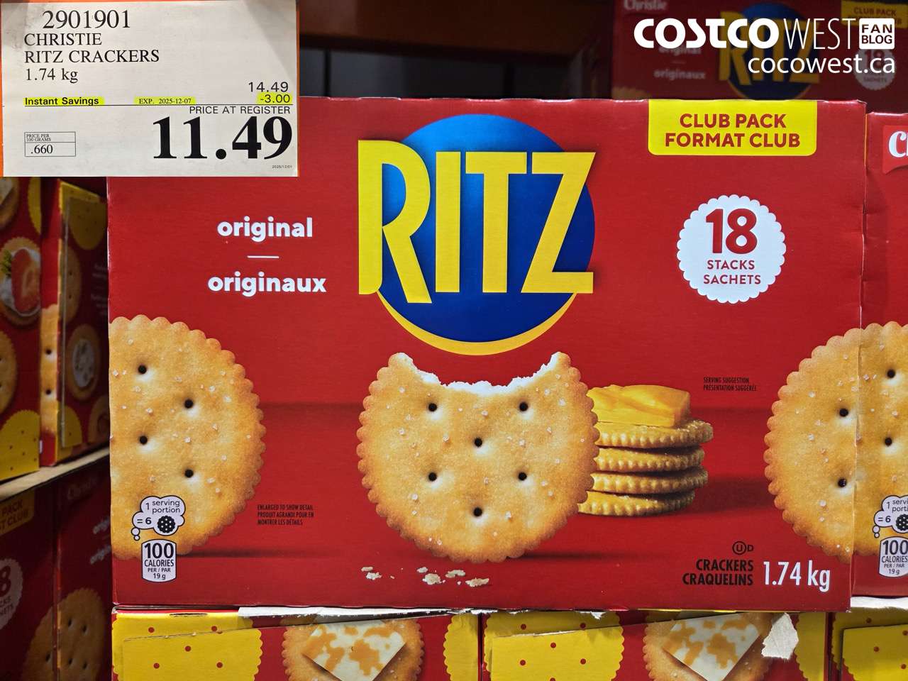 2901901 CHRISTIE RITZ, CRACKERS 1.74 kg ($3.00 INSTANT SAVINGS EXPIRES ON 2025-12-07) $11.49