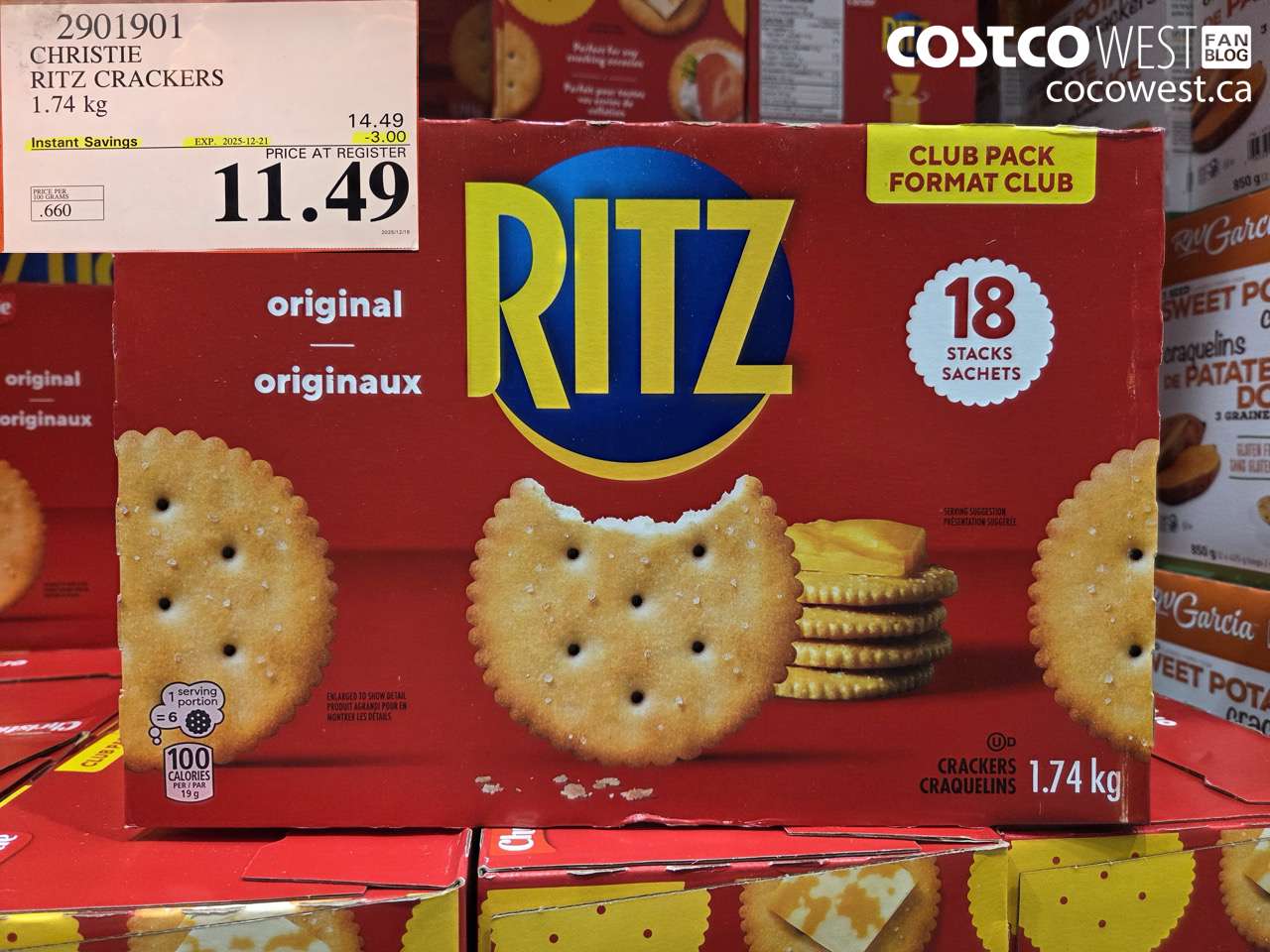 2901901 CHRISTIE RITZ, CRACKERS 1.74 kg ($3.00 INSTANT SAVINGS EXPIRES ON 2025-12-21) $11.49