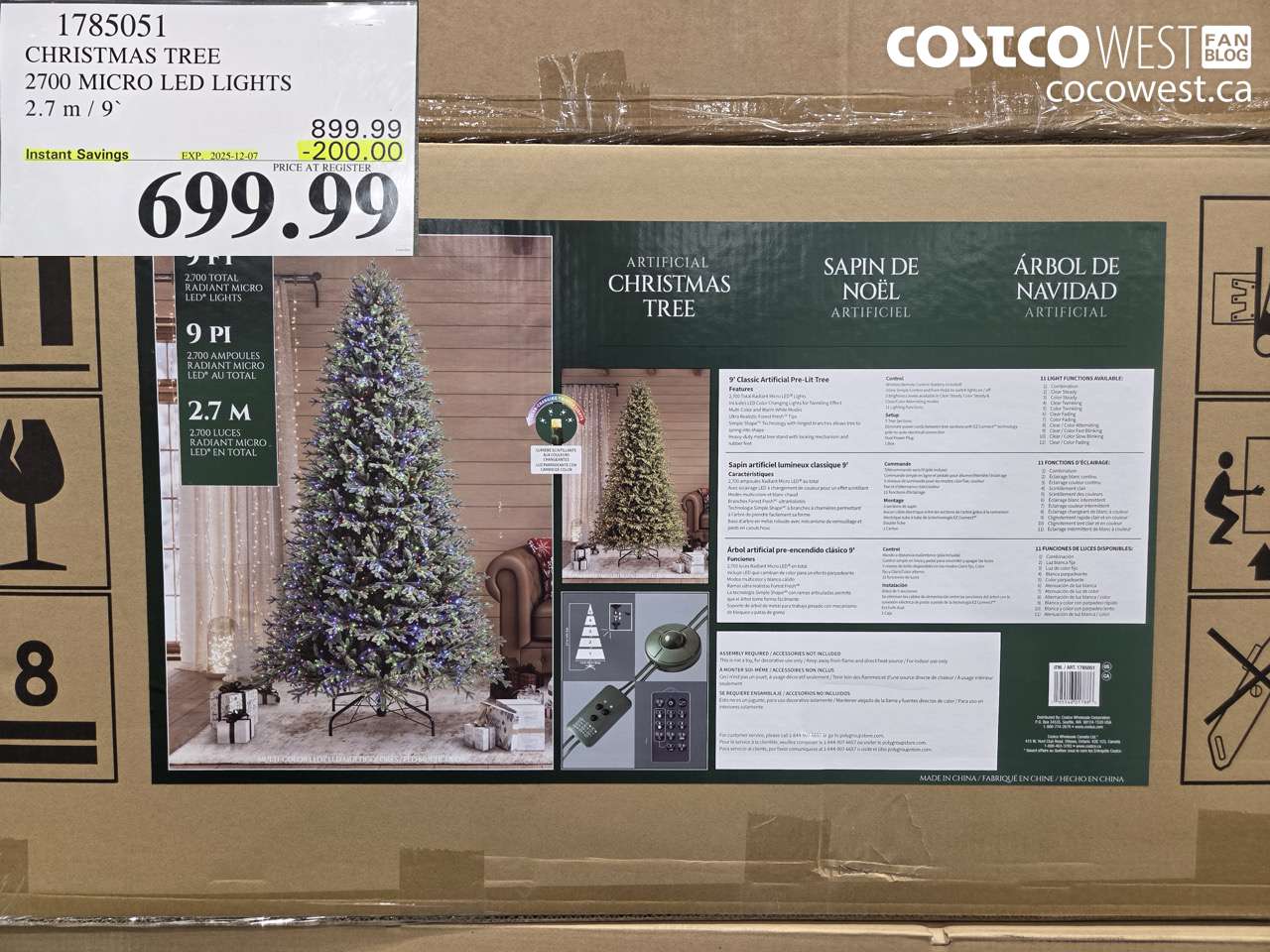 1785051 CHRISTMAS TREE 2700 MICRO LED LIGHTS 2.7M / 9' ($200.00 INSTANT SAVINGS EXPIRES ON 2025-12-07) $699.99