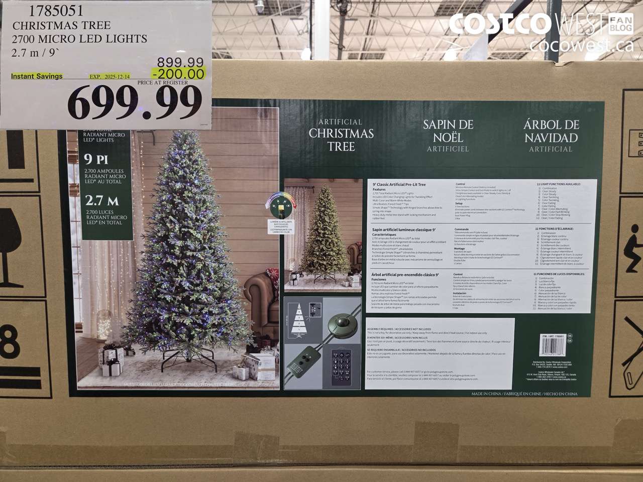 1785051 CHRISTMAS TREE 2700 MICRO LED LIGHTS 2.7M / 9' ($200.00 INSTANT SAVINGS EXPIRES ON 2025-12-14) $699.99