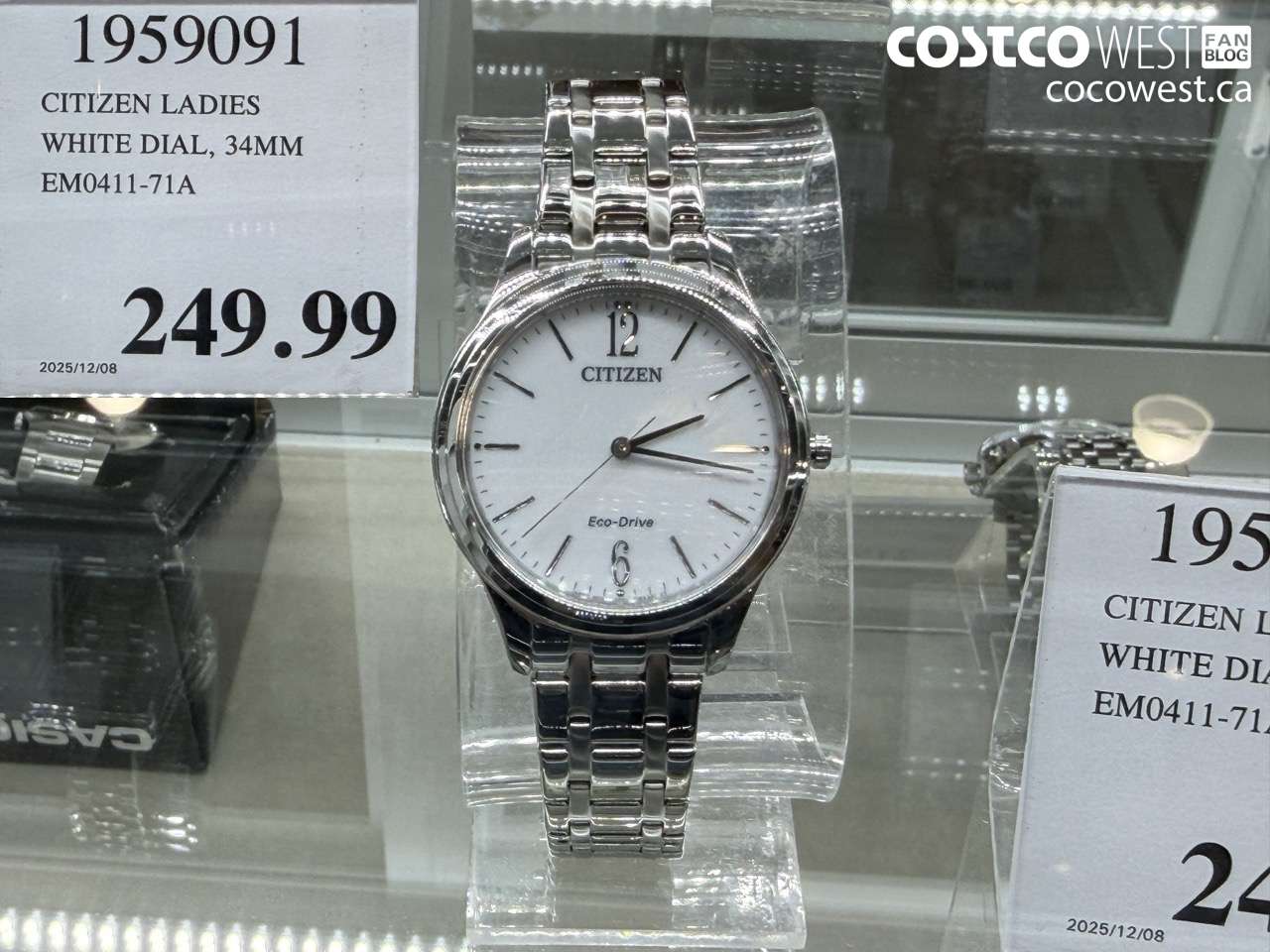 1959091 CITIZEN LADIES WHITE DIAL, 34MM EM0411-71A $249.99