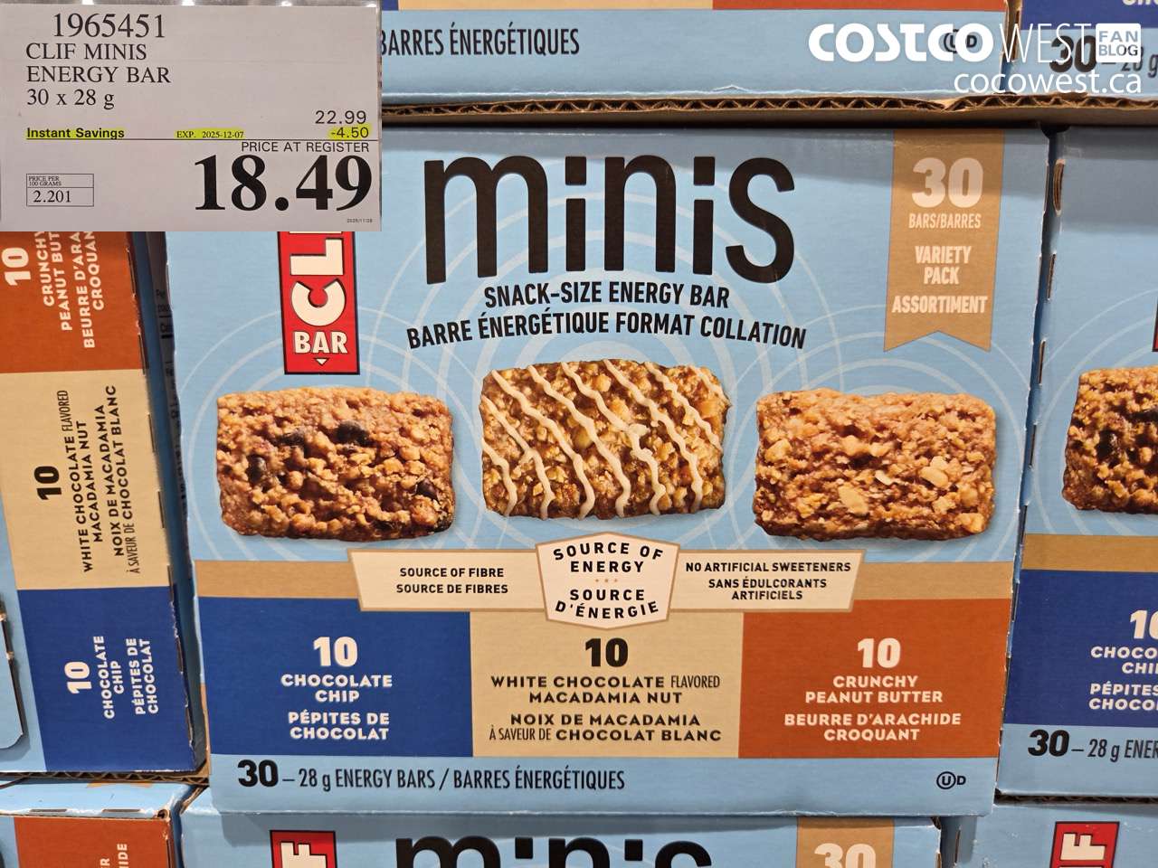 1965451 CLIF MINIS ENERGY BAR 30 x 28 g ($4.50 INSTANT SAVINGS EXPIRES ON 2025-12-07) $18.49
