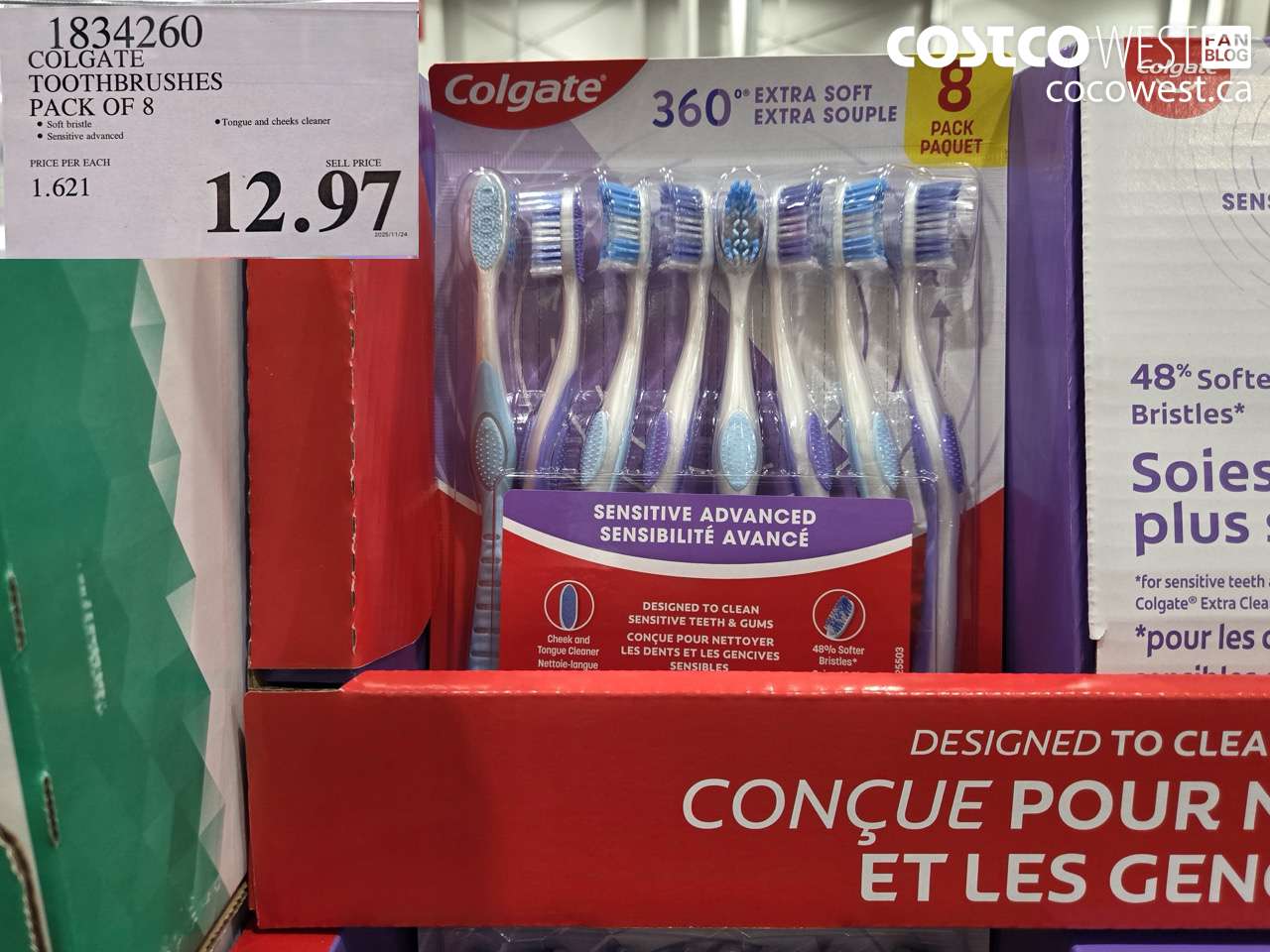 1834260 COLGATE 360 ADVANCED TOOTHBRUSHES PACK OF 8 $12.97