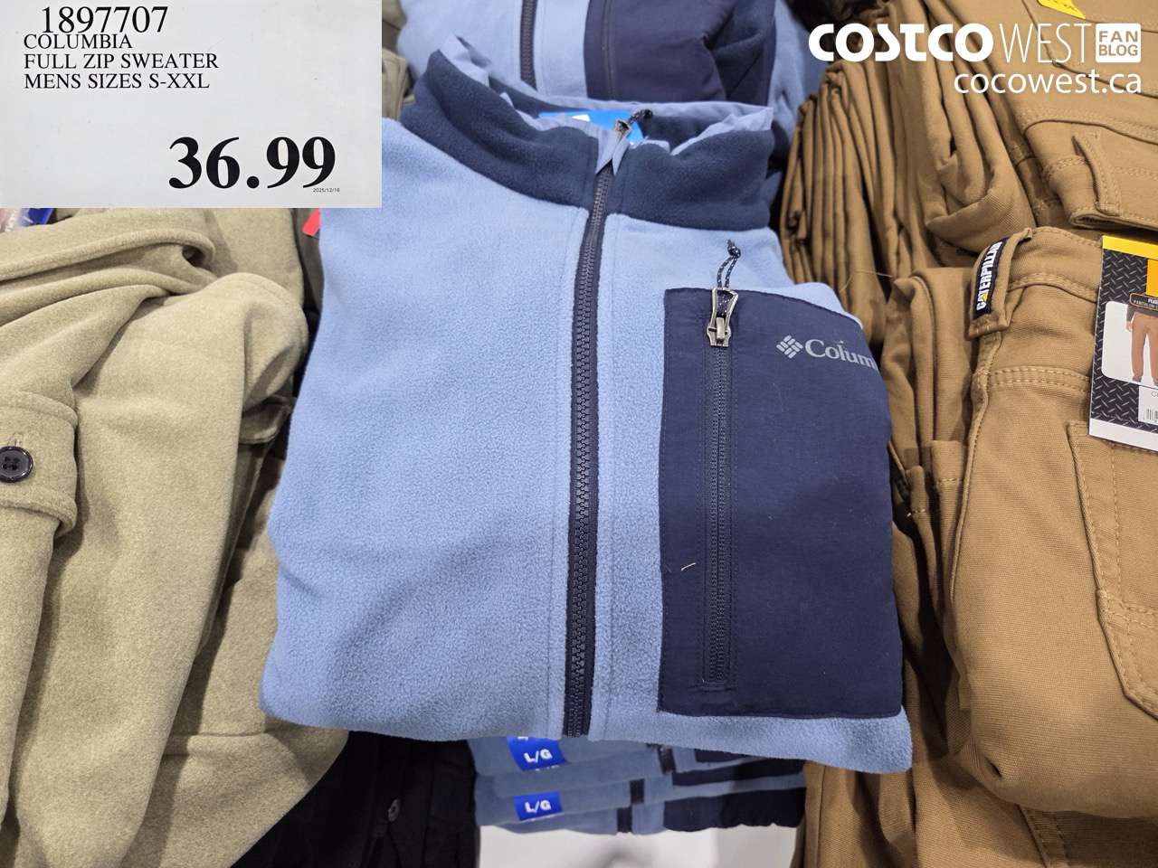 1897707 COLUMBIA FULL ZIP SWEATER MENS SIZES S-XXL  $36.99