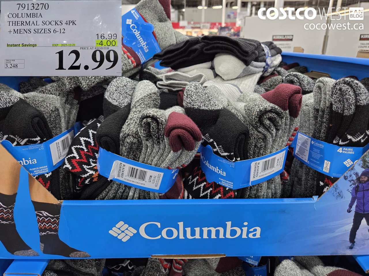 7913270 COLUMBIA THERMAL SOCKS 4PK MENS SIZES 6-12 ($4.00 INSTANT SAVINGS EXPIRES ON 2025-12-21) $12.99