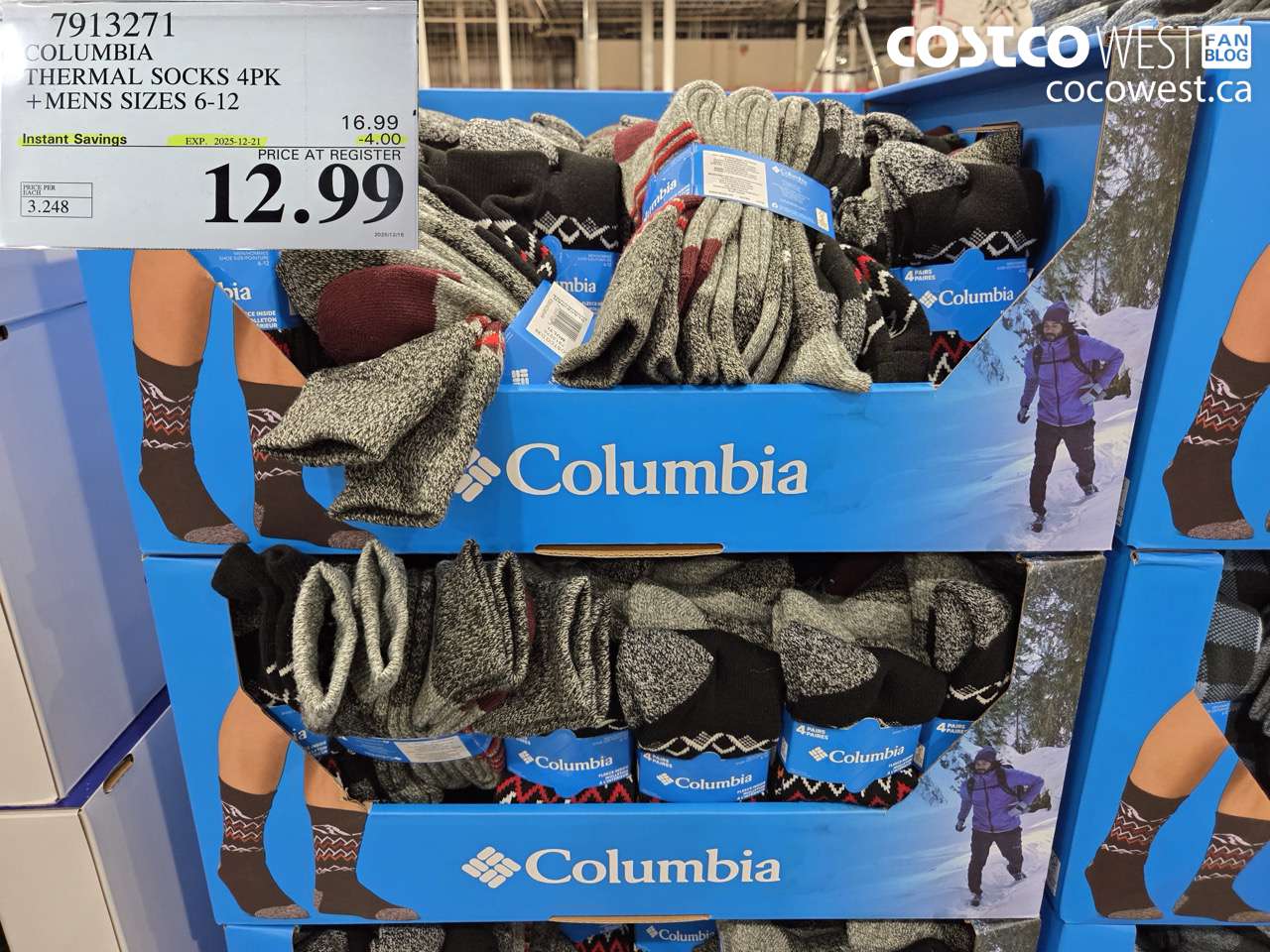 7913271 COLUMBIA THERMAL SOCKS 4PK MENS SIZES 6-12 ($4.00 INSTANT SAVINGS EXPIRES ON 2025-12-21) $12.99