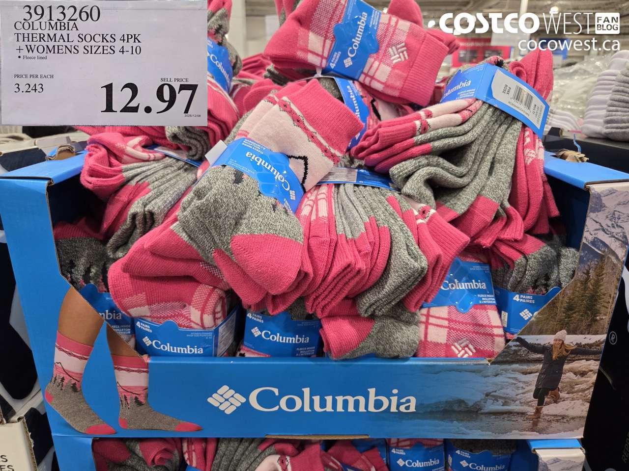 3913260 COLUMBIA THERMAL SOCKS 4PK WOMENS SIZES 4-10 $12.97