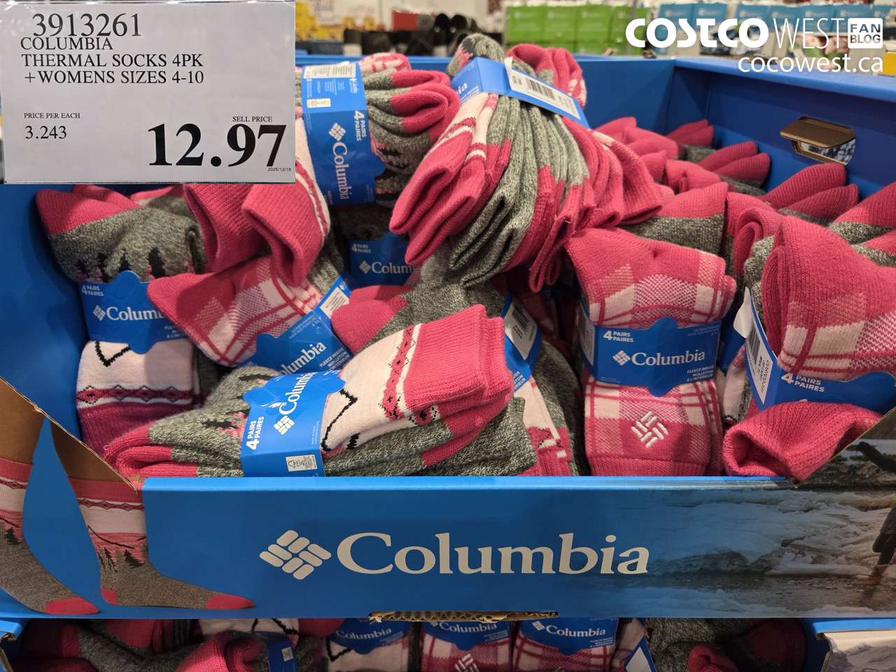 3913261 COLUMBIA THERMAL SOCKS 4PK WOMENS SIZES 4-10 $12.97