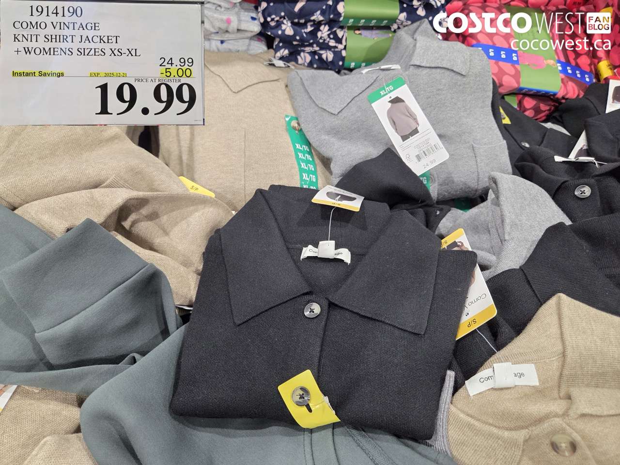 1914190 COMO VINTAGE KNIT SHIRT JACKET WOMENS SIZES XS-XL  ($5.00 INSTANT SAVINGS EXPIRES ON 2025-12-21) $19.99