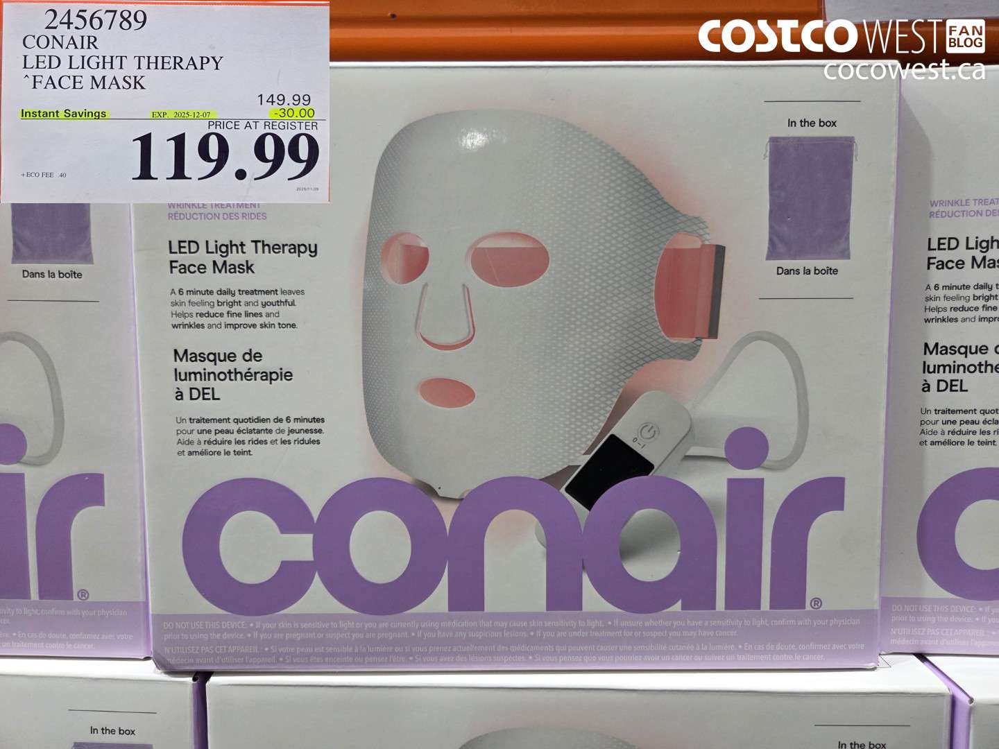 2456789 CONAIR LED LIGHT THERAPY MASK ($30.00 INSTANT SAVINGS EXPIRES ON 2025-12-07) $119.99