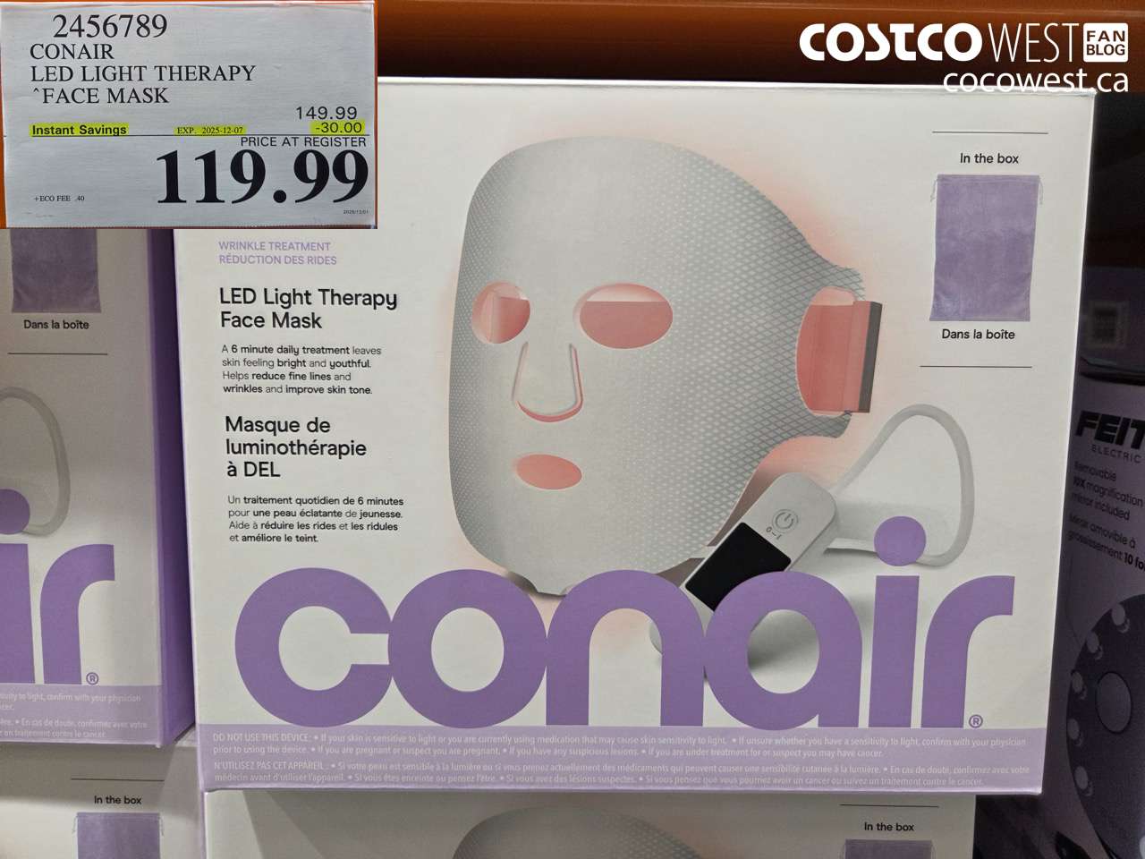 2456789 CONAIR LED LIGHT THERAPY MASK ($30.00 INSTANT SAVINGS EXPIRES ON 2025-12-07) $119.99