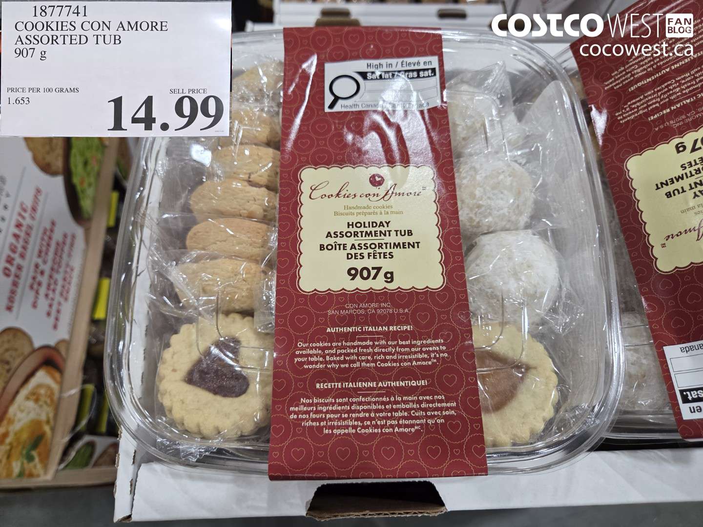 1877741 COOKIES CON AMORE ASSORTED TUB 907 g $14.99