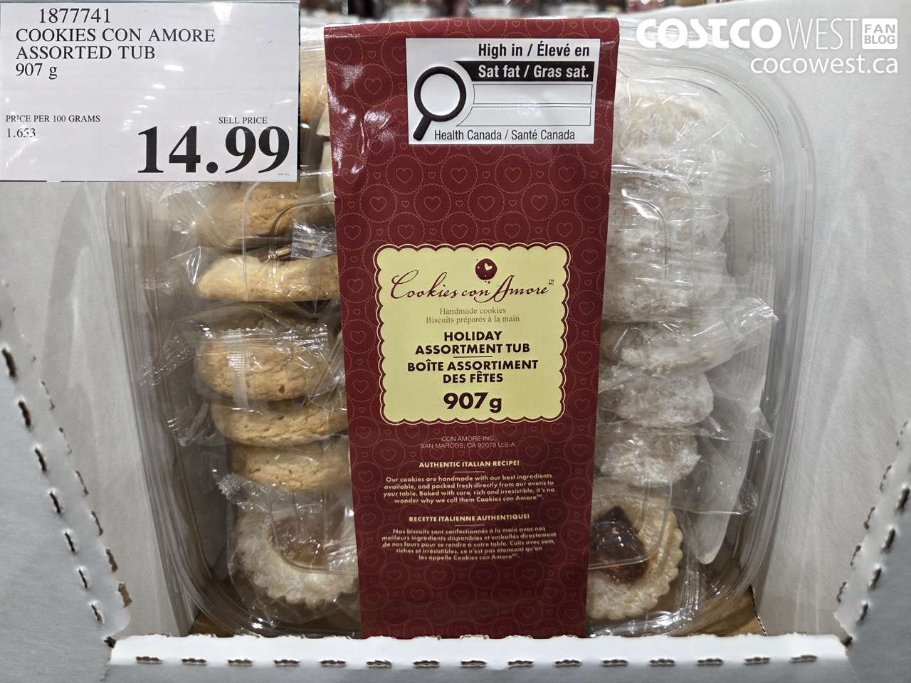 1877741 COOKIES CON AMORE ASSORTED TUB 907 g $14.99