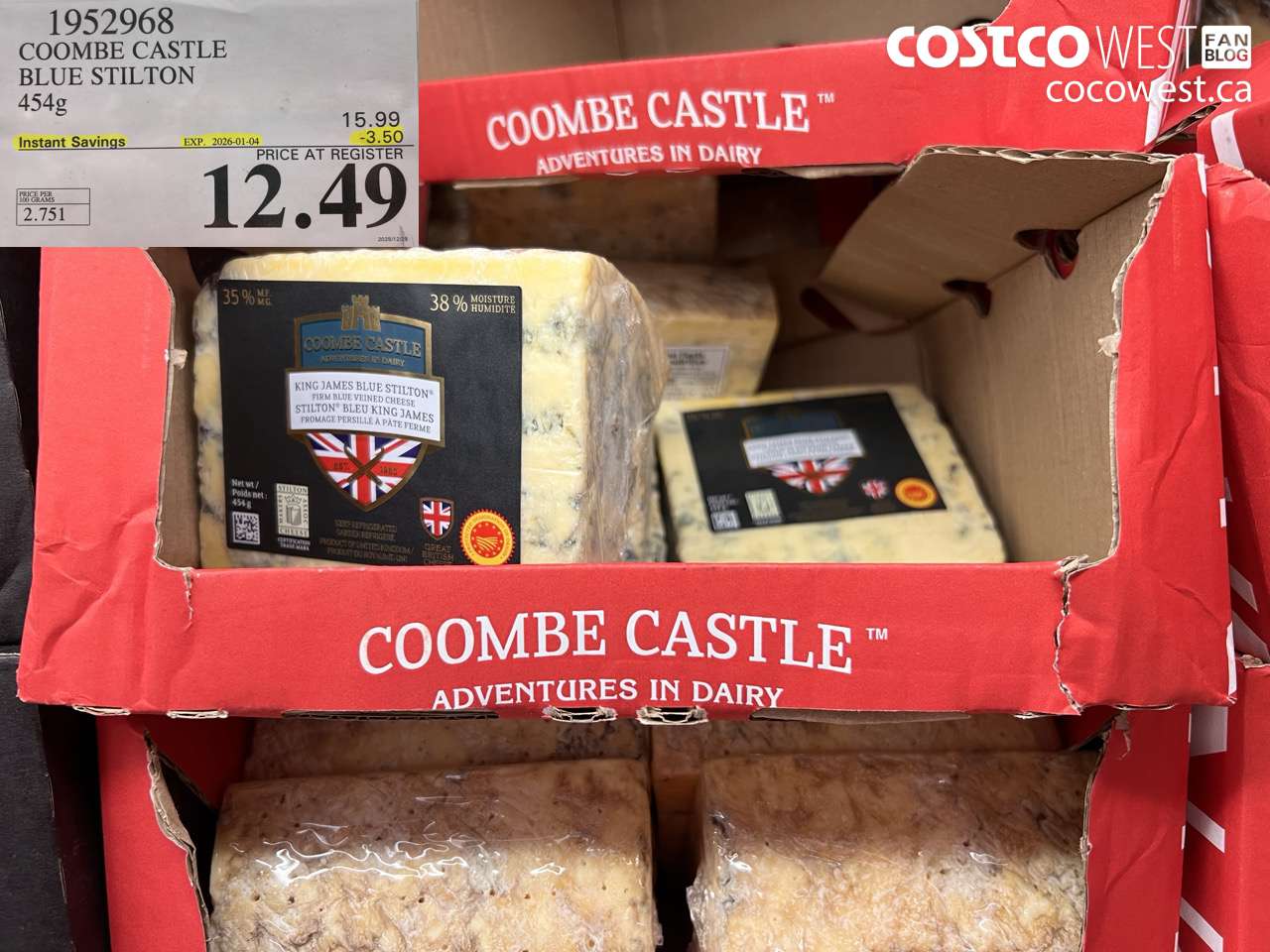 1952968 COOMBE CASTLE BLUE STILTON 454g ($3.50 INSTANT SAVINGS EXPIRES ON 2026-01-04) $12.49