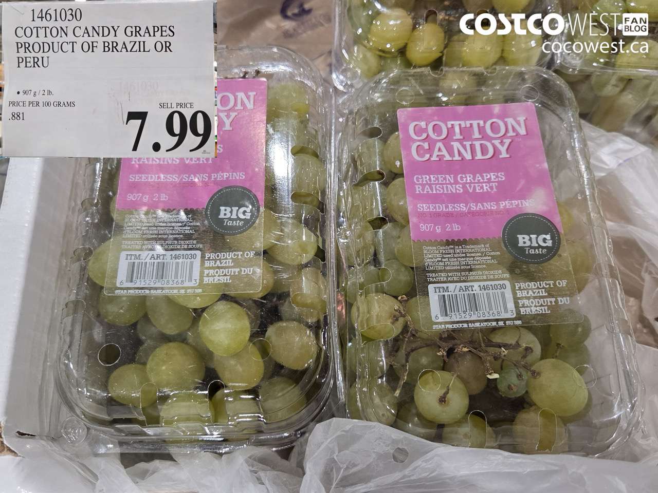 1461030 COTTON CANDY GRAPES PRODUCT OF BRAZIL OR PERU $7.99