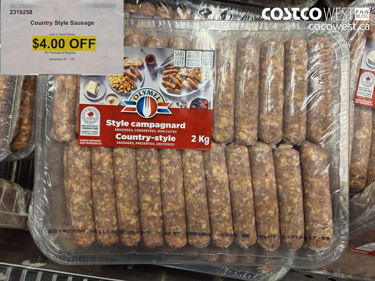 2319258 COUNTRY STYLE SAUSAGE ($4.00 INSTANT SAVINGS EXPIRES ON 2025-12-14)