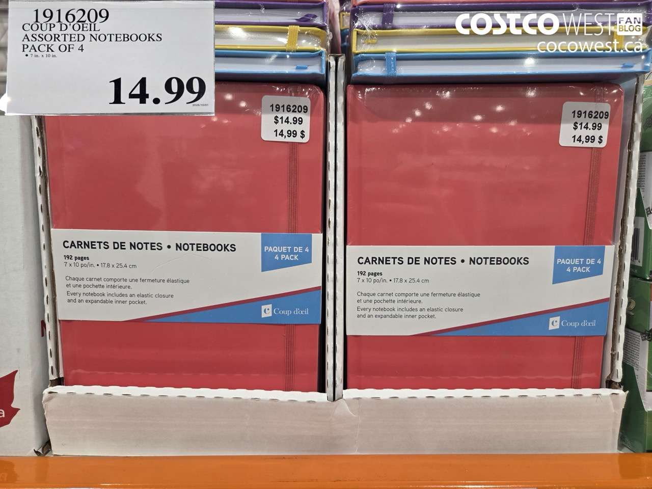 1916209 COUP D'OEIL ASSORTED NOTEBOOKS 7 X 10 4-PACK $14.99