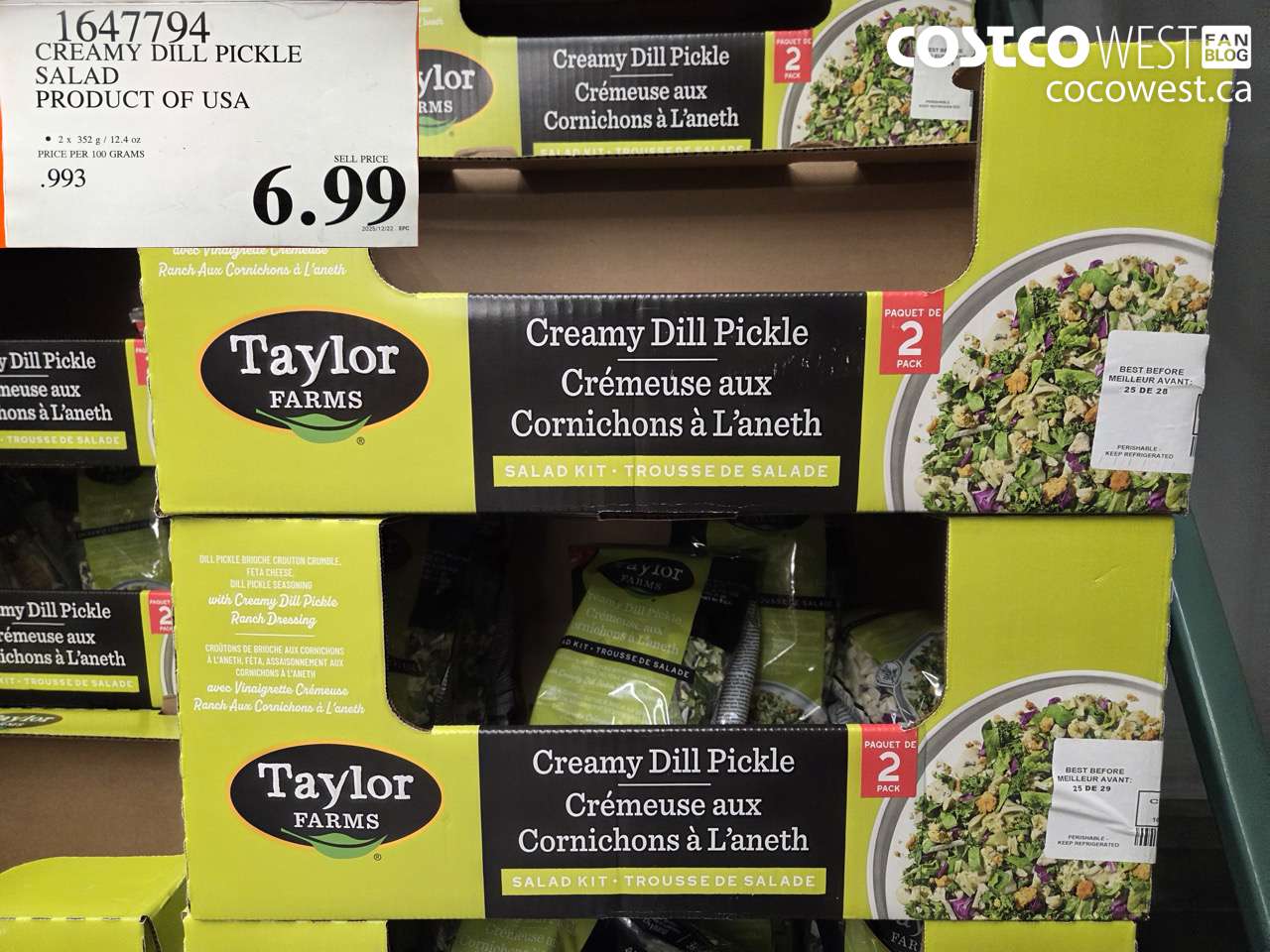 1647794 CREAMY DILL PICKLE SALAD KIT 2 PACK PRODUCT OF USA $6.99