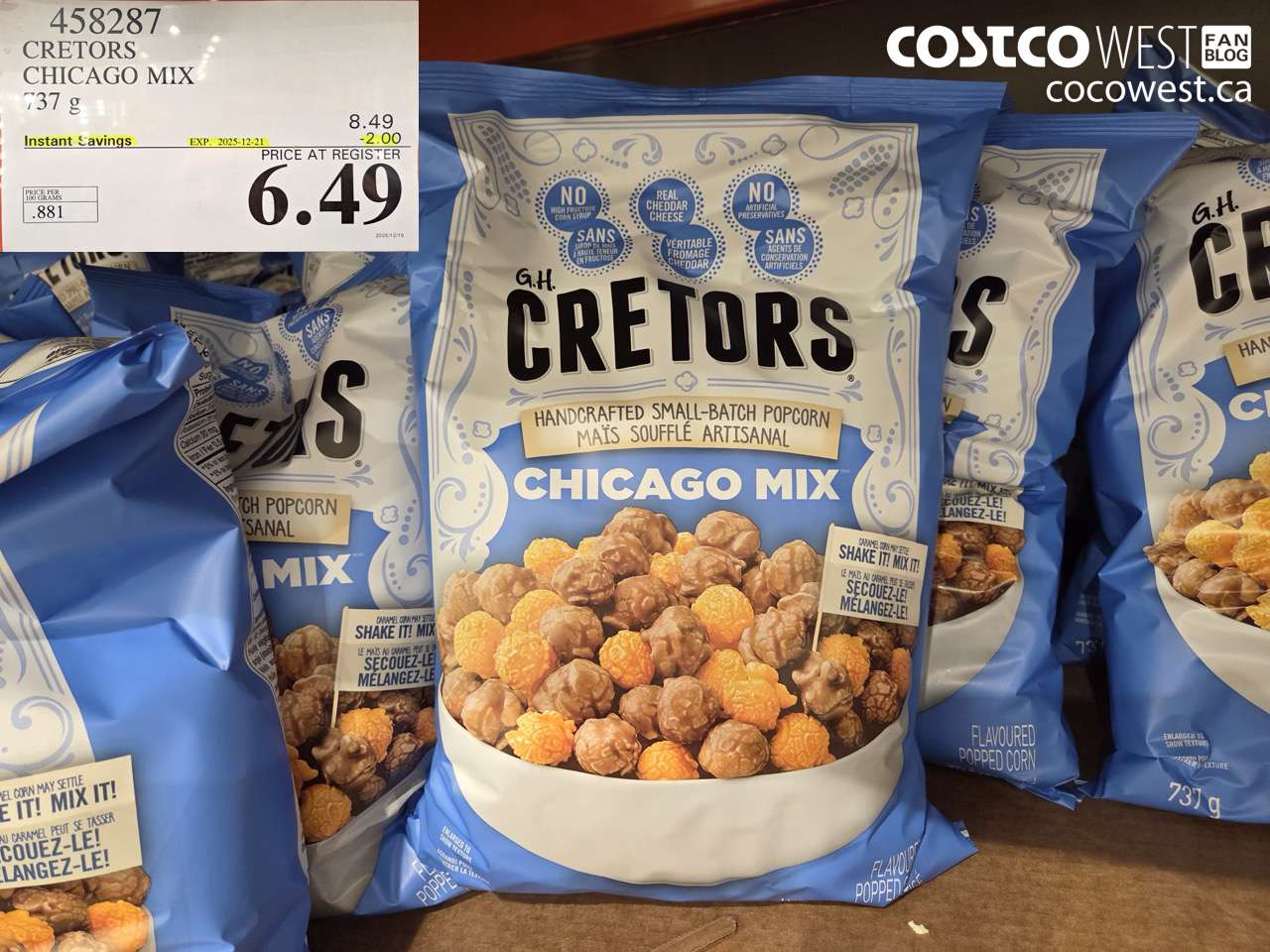 458287 CRETORS CHICAGO MIX 737 g ($2.00 INSTANT SAVINGS EXPIRES ON 2025-12-21) $6.49