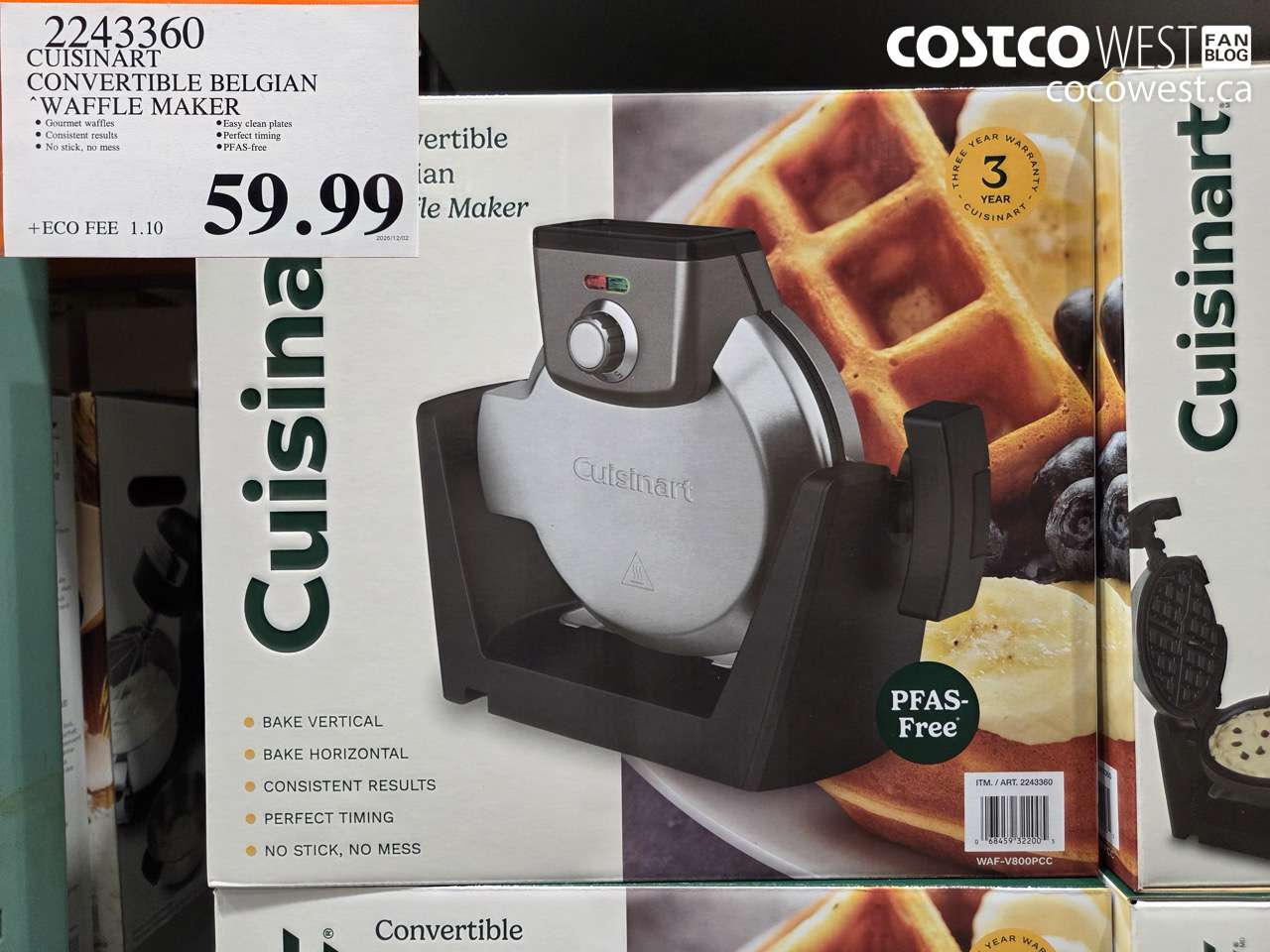 2243360 CUISINART CONVERTIBLE BELGIAN WAFFLE MAKER $59.99