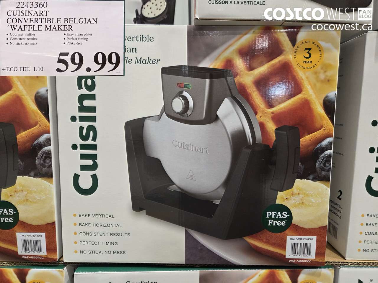 2243360 CUISINART CONVERTIBLE BELGIAN WAFFLE MAKER $59.99