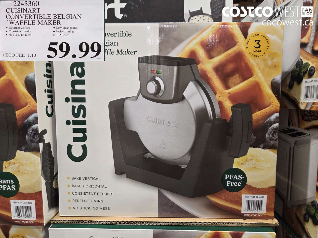2243360 CUISINART CONVERTIBLE BELGIAN WAFFLE MAKER $59.99