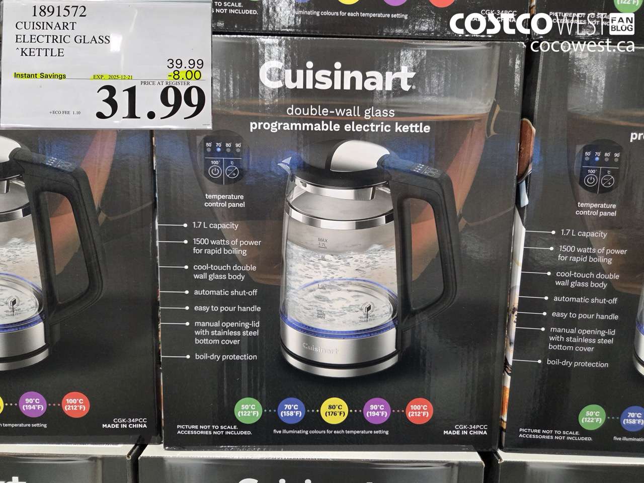 1891572 CUISINART ELECTRIC GLASS KETTLE ($8.00 INSTANT SAVINGS EXPIRES ON 2025-12-21) $31.99