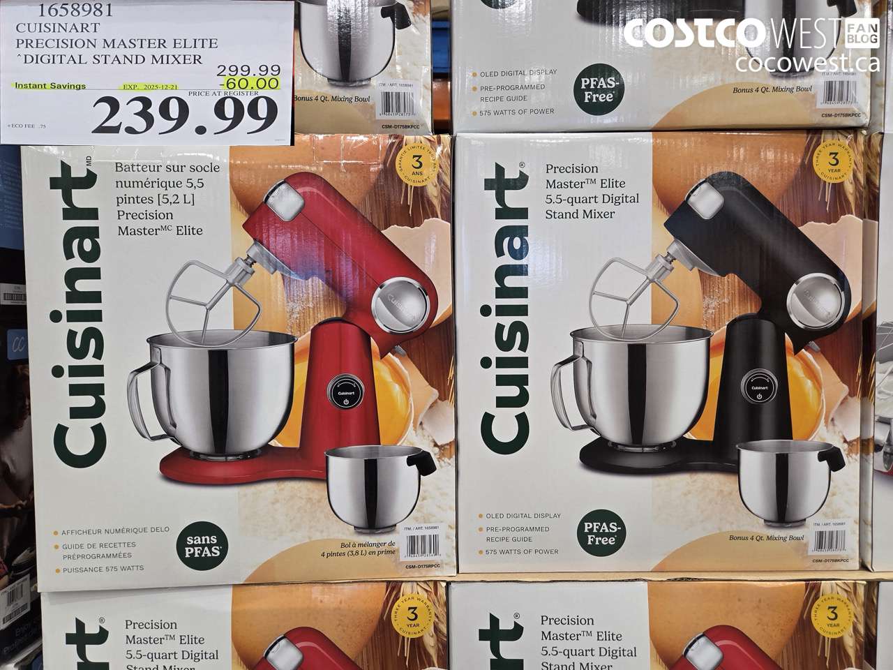 1658981 CUISINART PRECISION MASTER DIGITAL STAND MIXER ($60.00 INSTANT SAVINGS EXPIRES ON 2025-12-21) $239.99