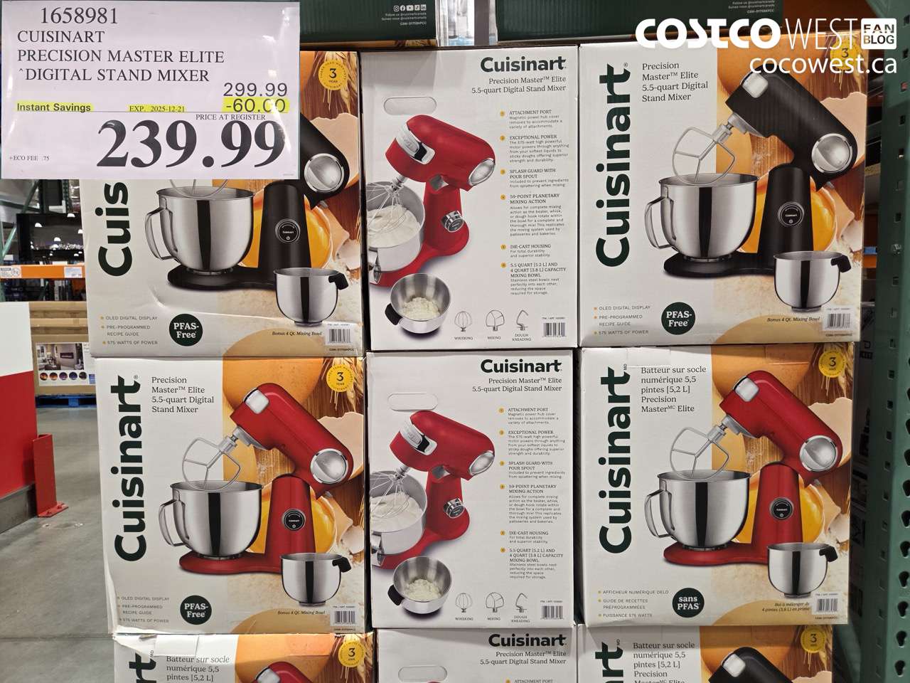 1658981 CUISINART PRECISION MASTER DIGITAL STAND MIXER ($60.00 INSTANT SAVINGS EXPIRES ON 2025-12-21) $239.99