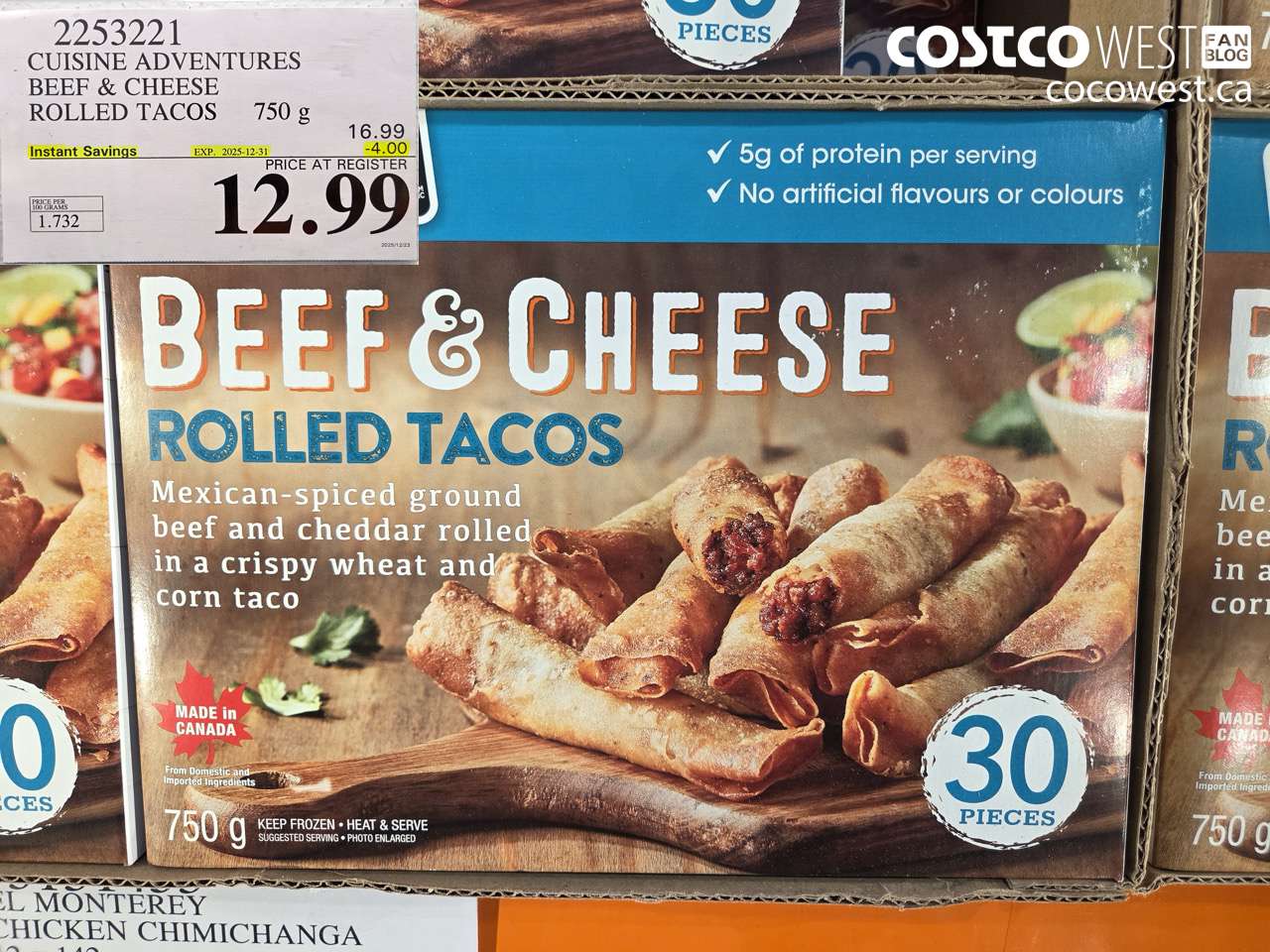 2253221 CUISINE ADVENTURES BEEF & CHEESE ROLLED TACOS 750G ($4.00 INSTANT SAVINGS EXPIRES ON 2025-12-31) $12.99