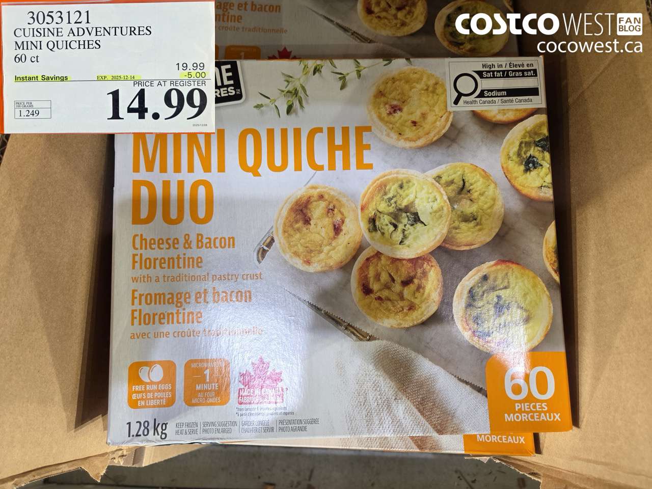 3053121 CUISINE ADVENTURES MINI QUICHES 60 CT ($5.00 INSTANT SAVINGS EXPIRES ON 2025-12-14) $14.99