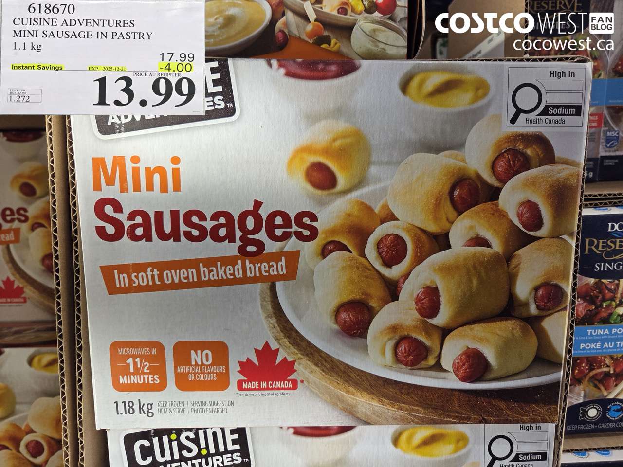618670 CUISINE ADVENTURES MINI SAUSAGE IN PASTRY 1.1KG ($4.00 INSTANT SAVINGS EXPIRES ON 2025-12-21) $13.99