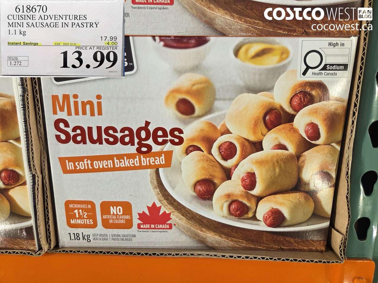618670 CUISINE ADVENTURES MINI SAUSAGE IN PASTRY 1.1KG ($4.00 INSTANT SAVINGS EXPIRES ON 2025-12-21) $13.99
