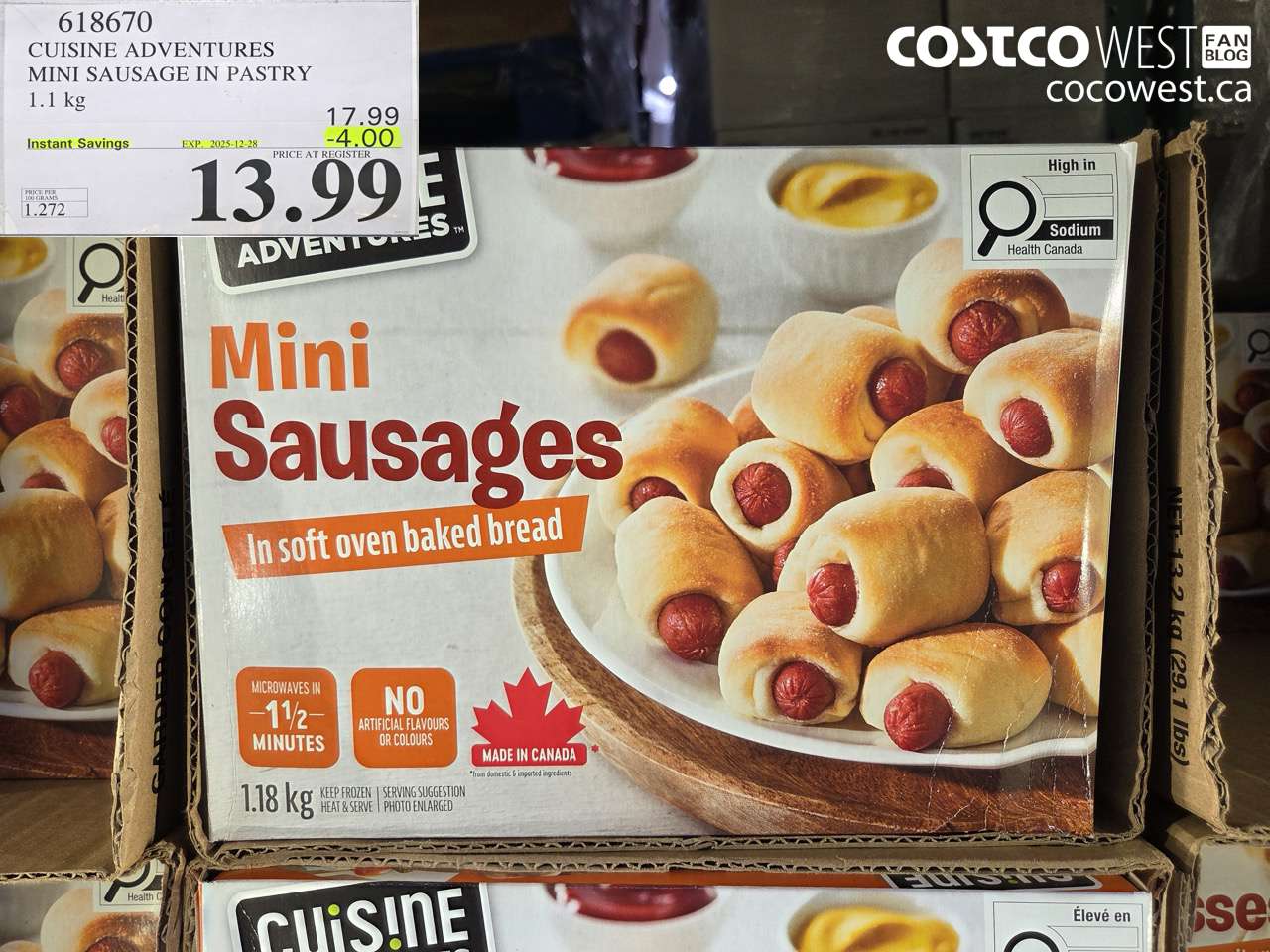 618670 CUISINE ADVENTURES MINI SAUSAGE IN PASTRY 1.1KG ($4.00 INSTANT SAVINGS EXPIRES ON 2025-12-28) $13.99
