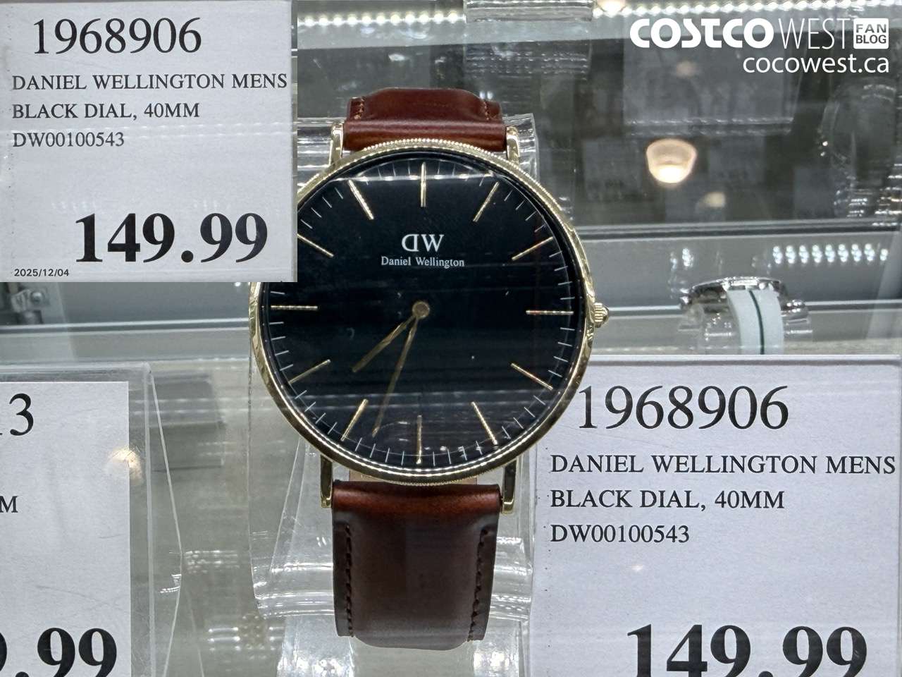 1968906 DANIEL WELLINGTON MENS BLACK DIAL 40MM DW00100543 $149.99
