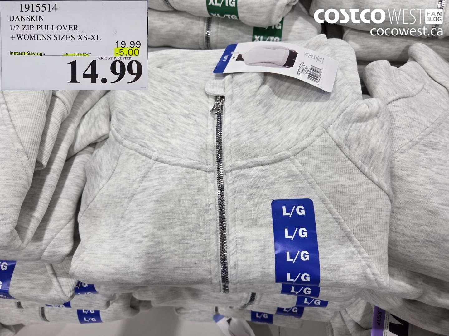 1915514 DANSKIN 1/2 ZIP PULLOVER WOMENS SIZES XS-XL ($5.00 INSTANT SAVINGS EXPIRES ON 2025-12-07) $14.99