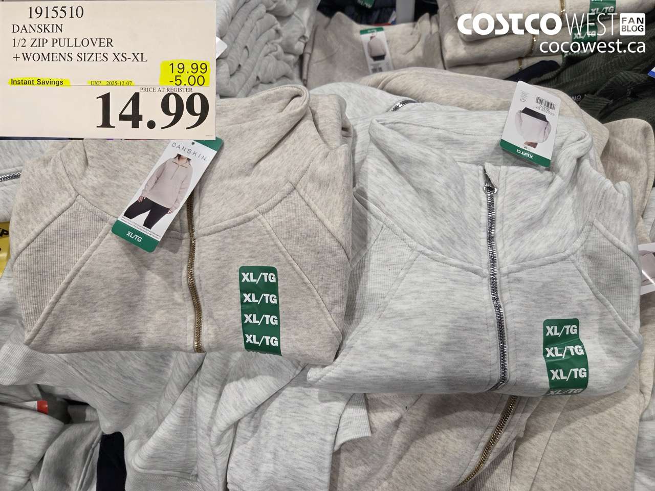 1915510 DANSKIN 1/2 ZIP PULLOVER WOMENS SIZES XS-XL ($5.00 INSTANT SAVINGS EXPIRES ON 2025-12-07) $14.99