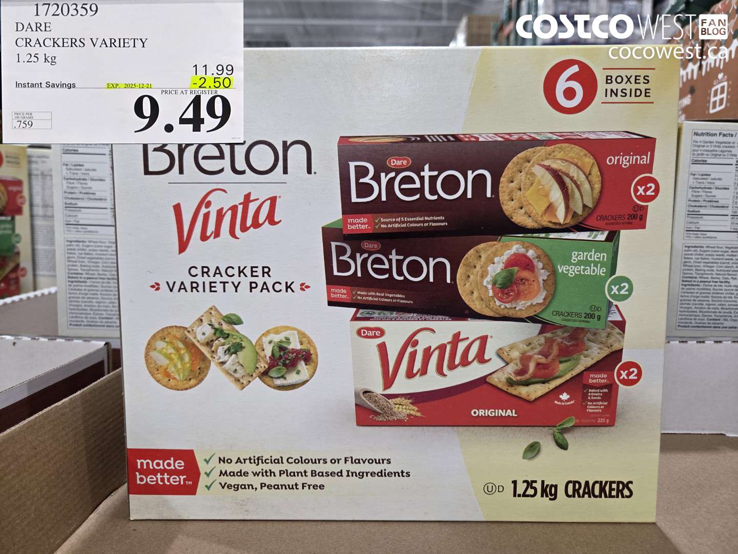 1720359 DARE CRACKERS VARIETY 6 PACK 1.25 KG ($2.50 INSTANT SAVINGS EXPIRES ON 2025-12-21) $9.49