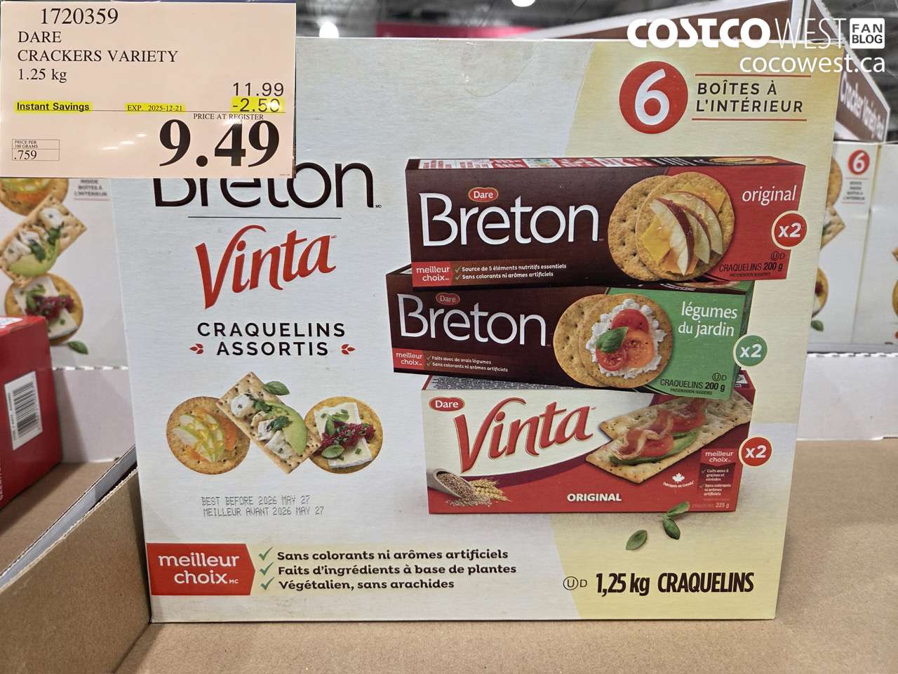 1720359 DARE CRACKERS VARIETY 6 PACK 1.25 KG ($2.50 INSTANT SAVINGS EXPIRES ON 2025-12-21) $9.49