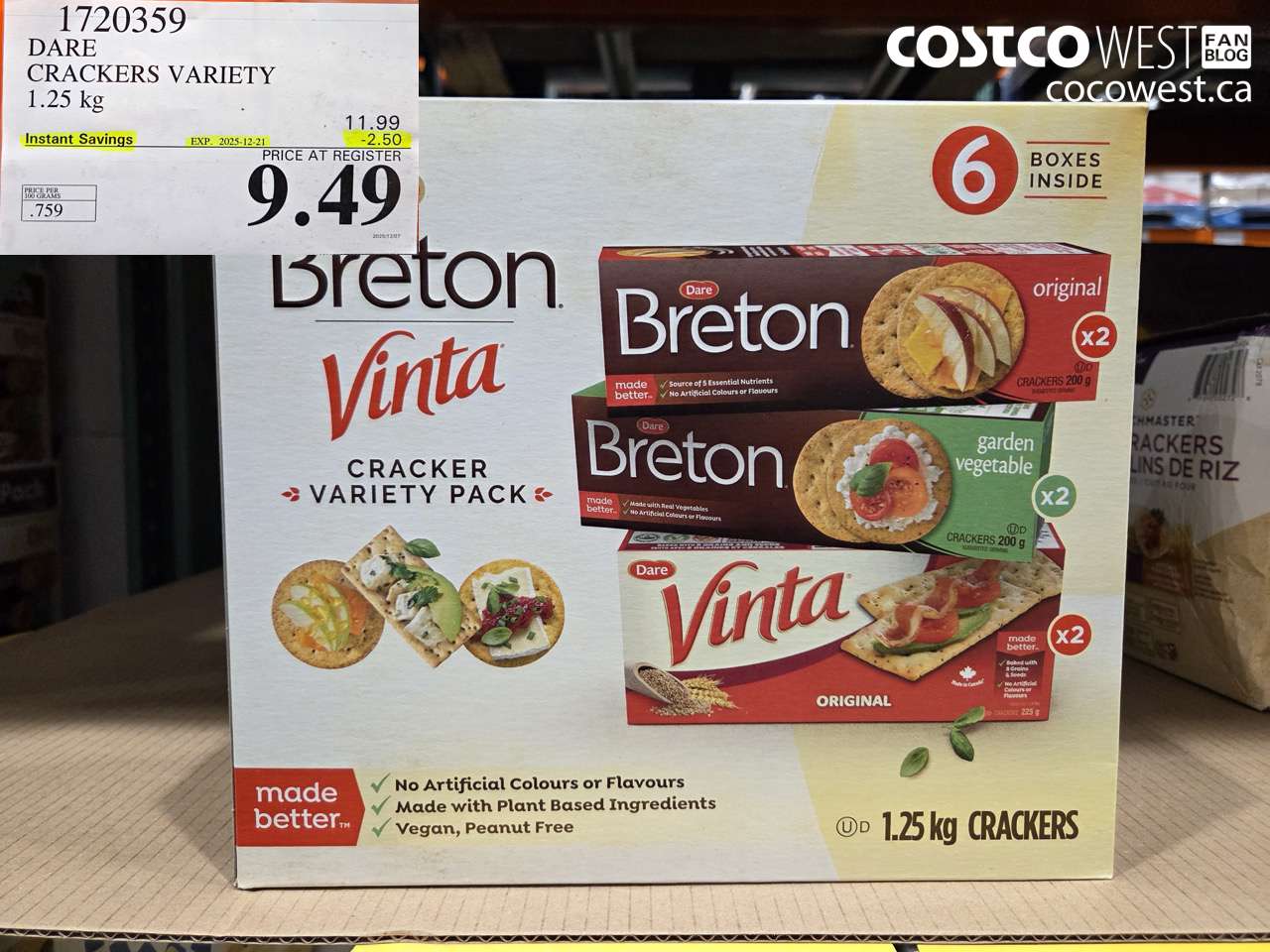 1720359 DARE CRACKERS VARIETY 6 PACK 1.25 KG ($2.50 INSTANT SAVINGS EXPIRES ON 2025-12-21) $9.49