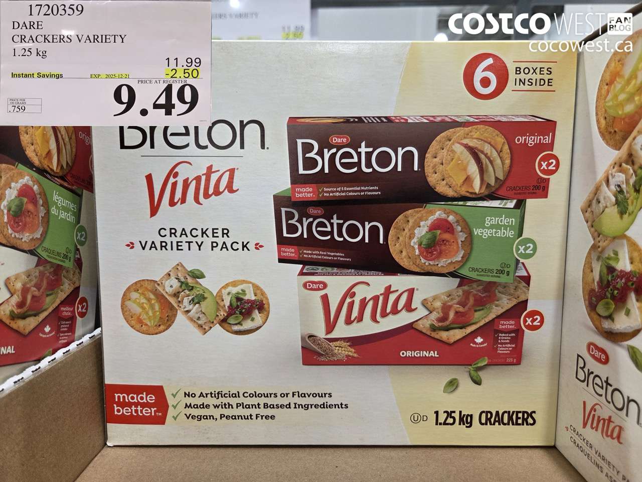 1720359 DARE CRACKERS VARIETY 6 PACK 1.25 KG ($2.50 INSTANT SAVINGS EXPIRES ON 2025-12-21) $9.49