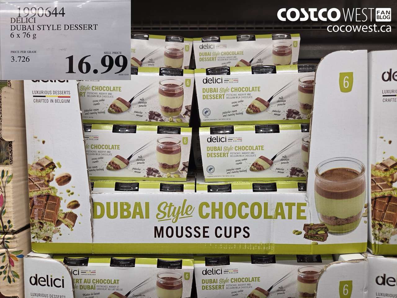 1990644 DELICI DUBAI STYLE DESSERT 6 X 76G $16.99