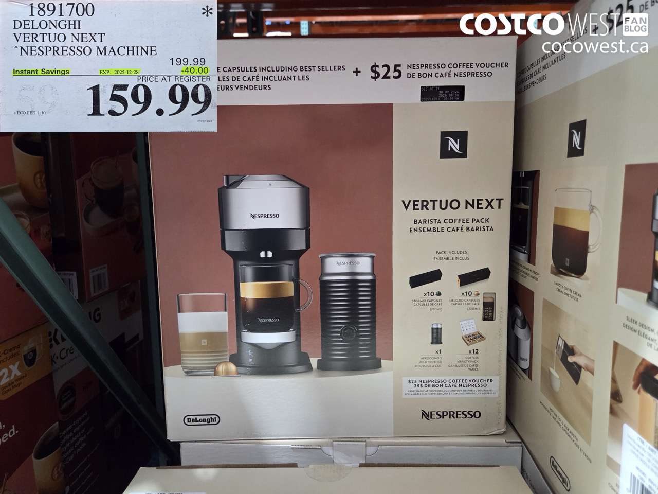 1891700 DELONGHI NESPRESSO VERTUO ESPRESSO MAKER ($40.00 INSTANT SAVINGS EXPIRES ON 2025-12-18) $159.99