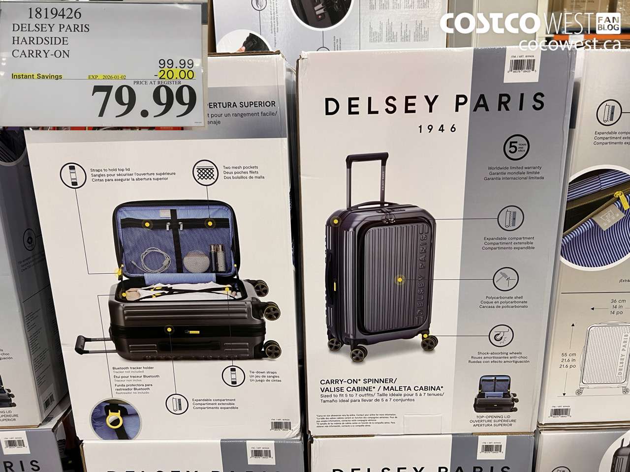 1819426 DELSEY PARIS HARDSIDE CARRY ON ($20.00 INSTANT SAVINGS EXPIRES ON 2026-01-02) $79.99