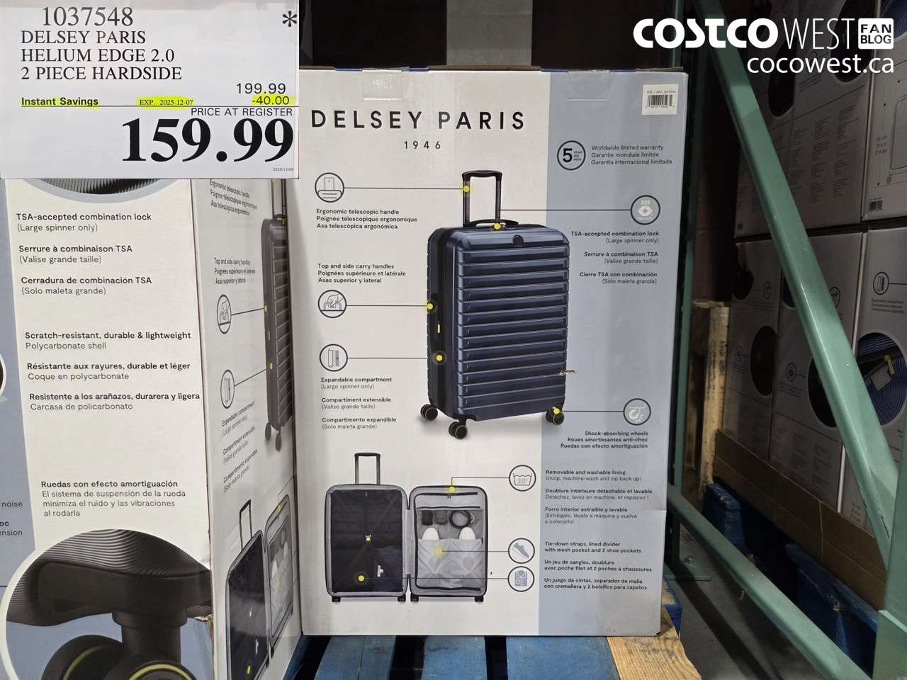 1037548 DELSEY PARIS HELIUM EDGE 2.0 2 PIECE HARDSIDE ($40.00 INSTANT SAVINGS EXPIRES ON 2025-12-07) $159.99